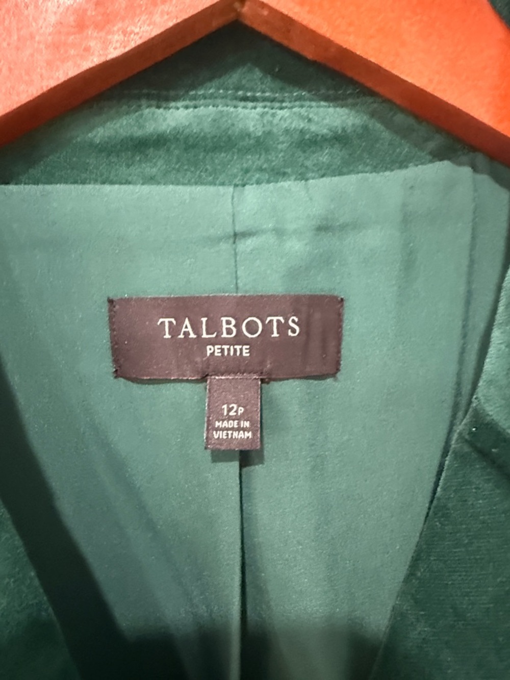 Talbots Pine Grove‎ Green Velveteen Jacket Blazer Size 12P - Picture 7 of 12